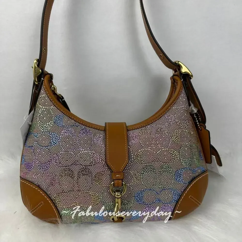 Coach Holographic Signature Canvas Shoulder Bag with Brown Leather Trim - Picture 2 of 11